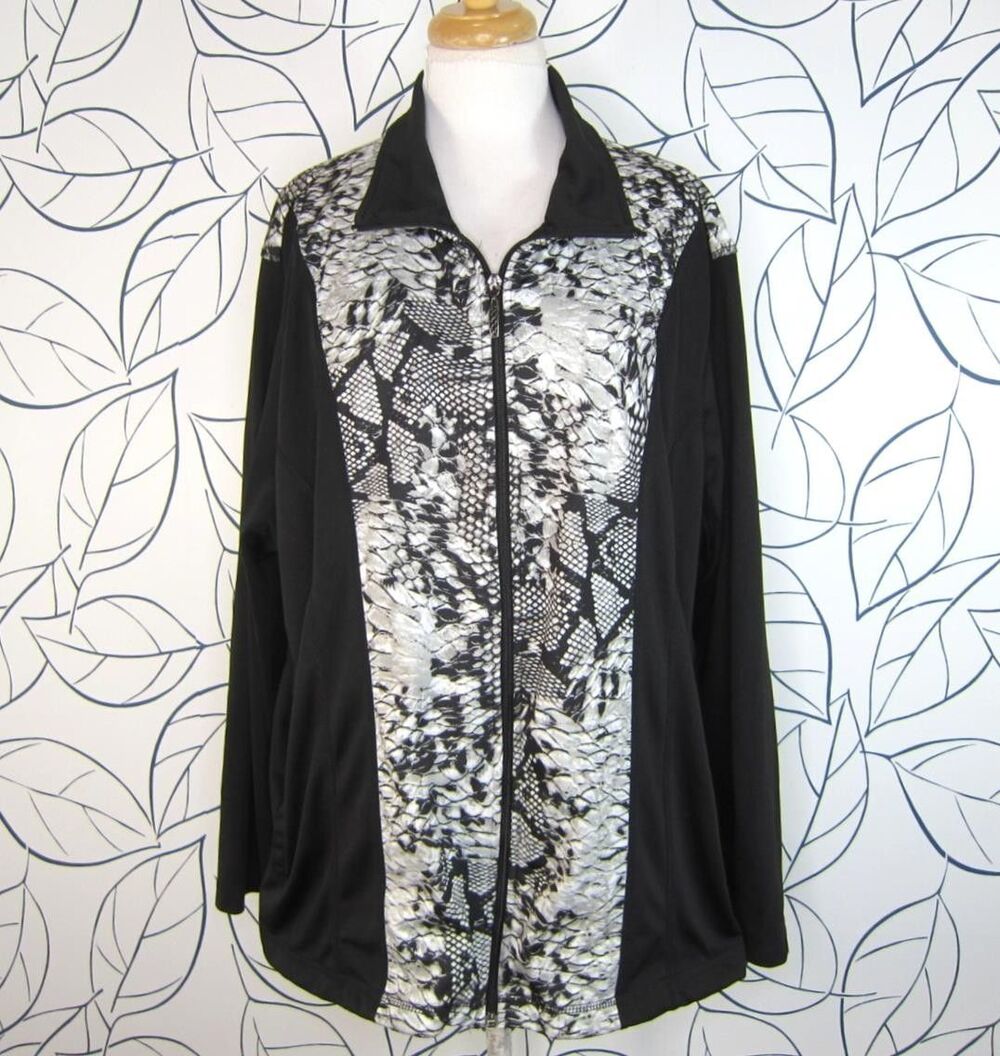 Activology Women’s Black Snake Print Athletic Jacket Size 3X